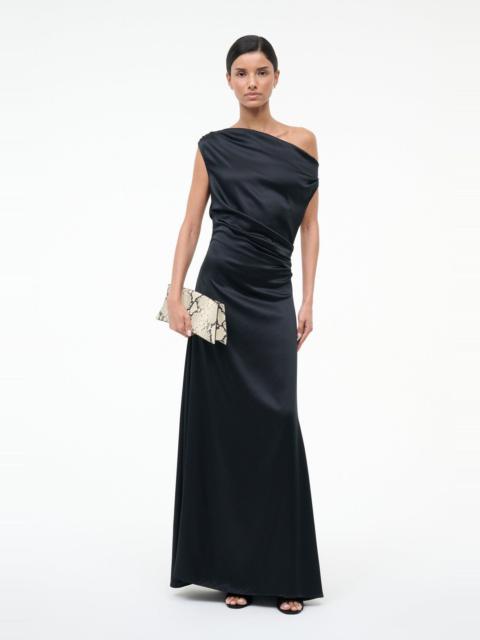 STAUD MAXI PHARE SILK DRESS BLACK