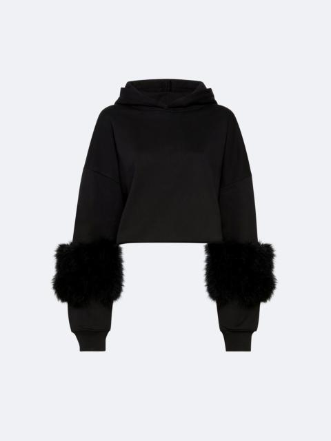Cotton Sweatshirt With Marabou Feathers