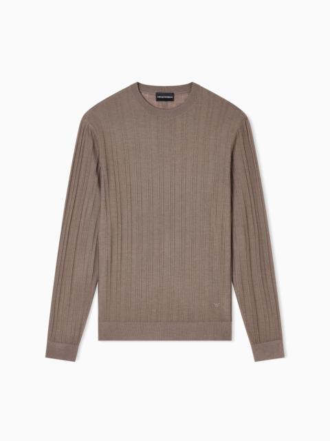 VIRGIN WOOL JUMPER WITH EMBOSSED JACQUARD PATTERN