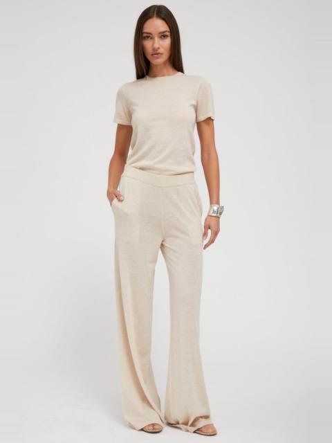 LATTE ULTRA FINE CASHMERE WIDE LEG PANTS