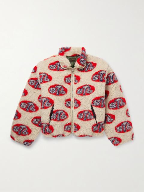 Drizzler Cropped Printed Fleece Jacket Ecru