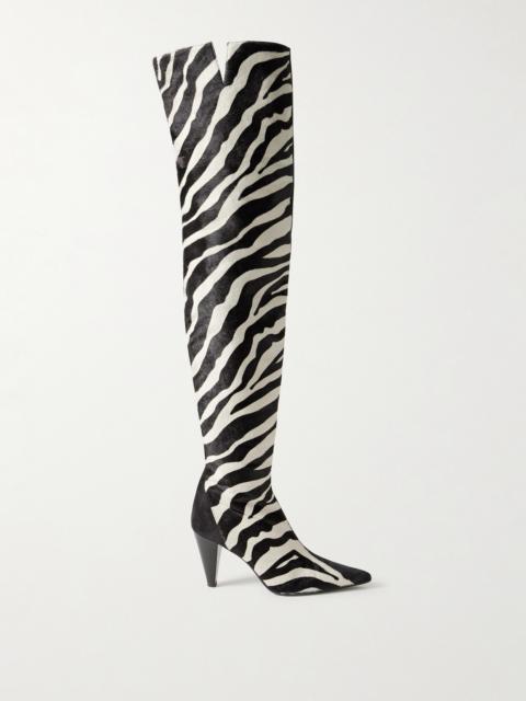 Harvey Suede And Zebra-print Calf Hair Over-the-knee Boots