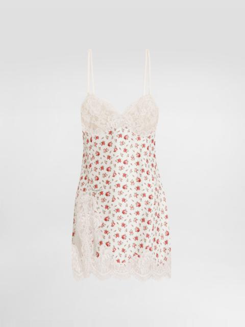 Small rose-print slip dress
