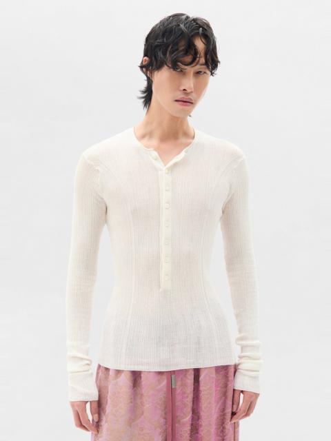 Bori Creponette Rib Fitted Serafino Knit Top