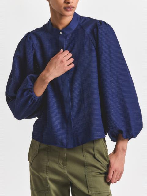 DIANNE MINI GRID GEORGETTE VOLUME SLEEVE BLOUSE