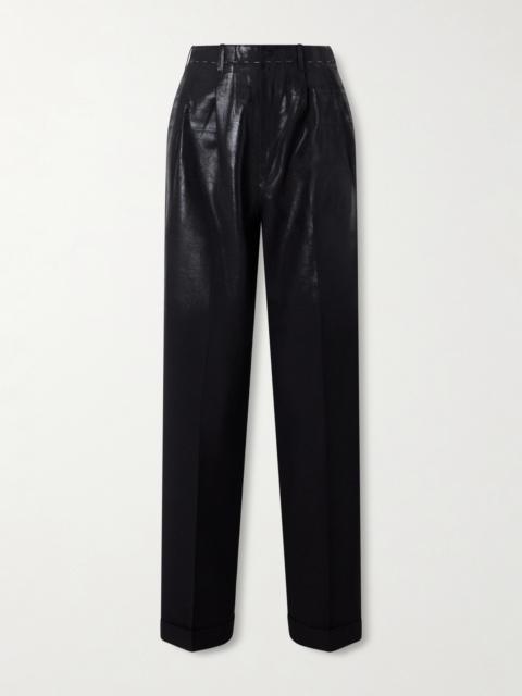 Pleated Wool Straight-leg Pants
