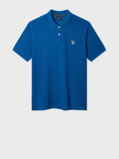 Mid Blue Organic Cotton Zebra Polo Shirt
