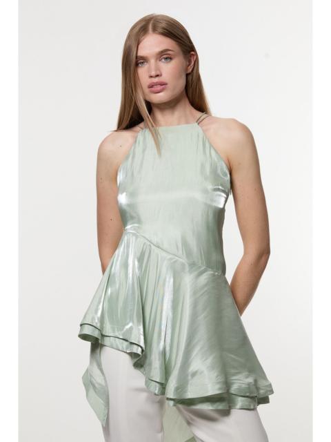 Digital Ophelia Liquid Metallic Peplum Detail Woven Top