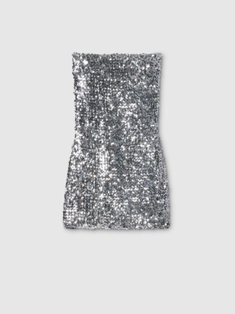 Embroidered sequin elastic fabric dress