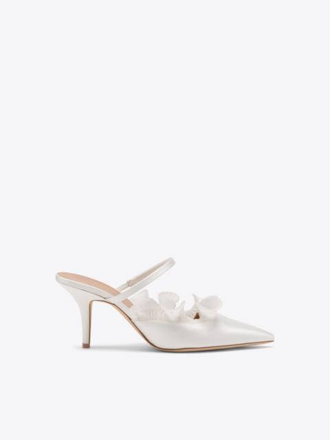 Cecile 70 White Satin Heeled Mules