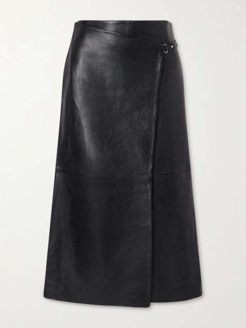 Leather Midi Wrap Skirt
