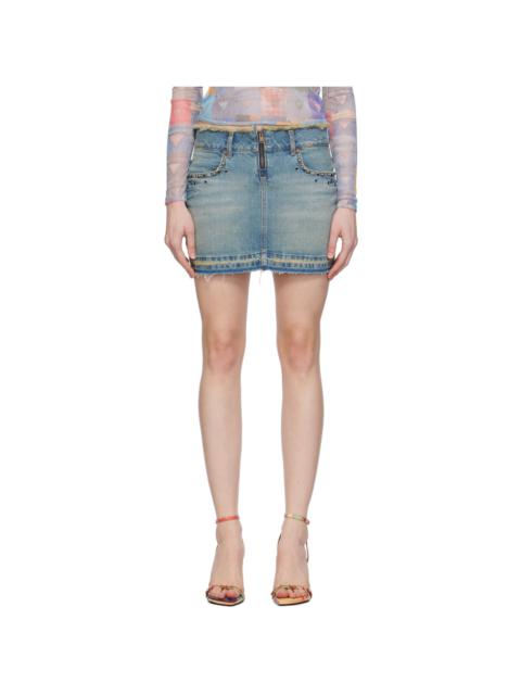 Blue Western Denim Miniskirt