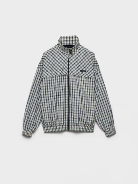Checked chambray blouson jacket