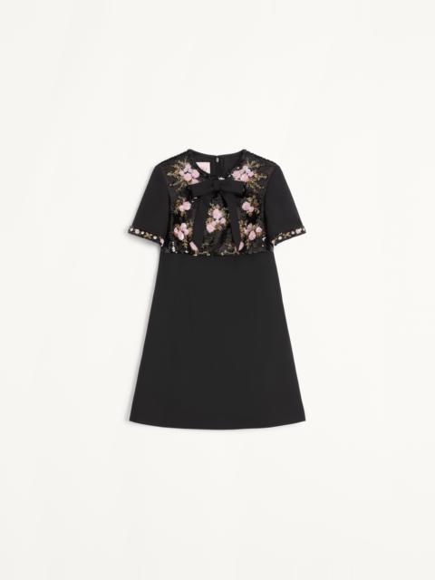 EMBROIDERED CREPE COUTURE SHORT DRESS