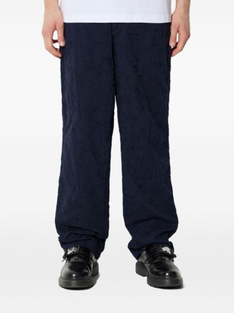 floral-embroidered trousers
