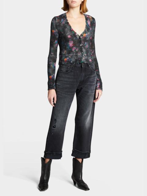 Wide-Leg Cropped Boyfriend Jeans