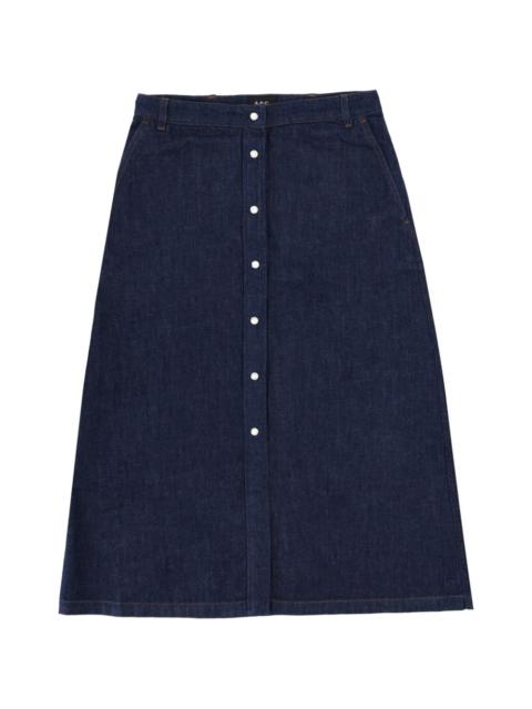 denim midi skirt