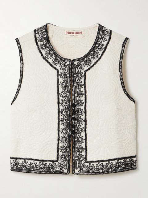 Clara Embroidered Quilted Cotton Vest