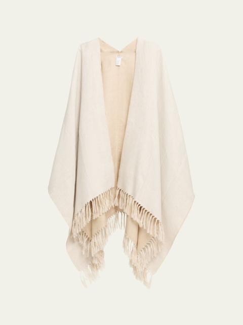 Linen Platinum Fringed Poncho