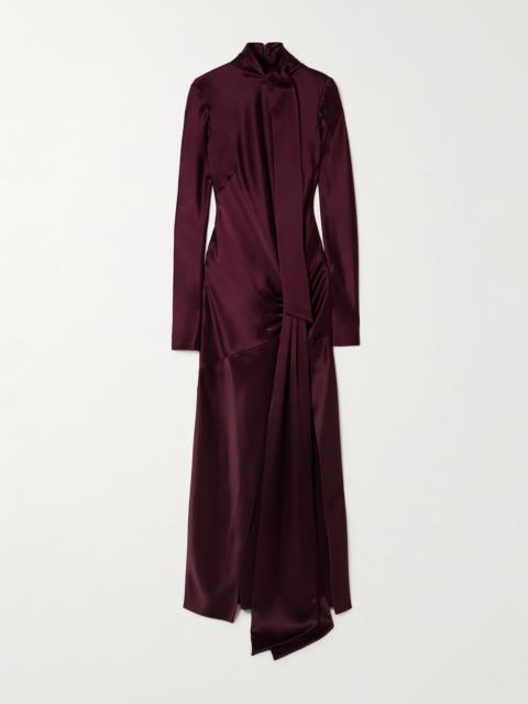 Emilie Tie-detailed Satin Gown