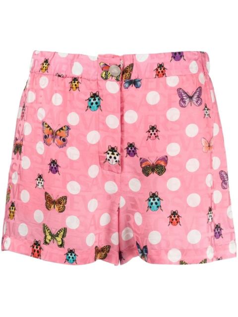 Butterflies-print silk-blend shorts