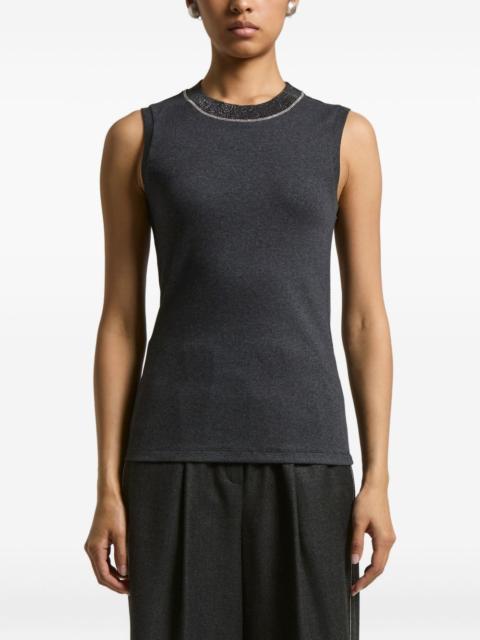 embellished-neck sleeveless top