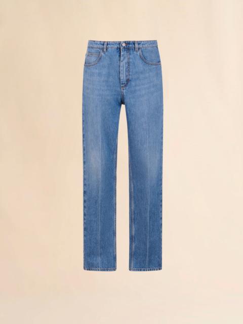 BLUE DENIM TROUSERS WITH STRAIGHT LEG