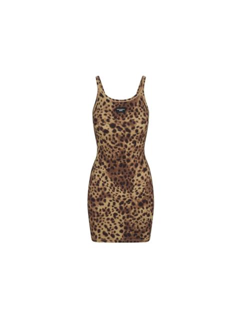 SKIMS x Dolce&Gabbana Cotton Rib Scoop Tank Mini Dress Leopard