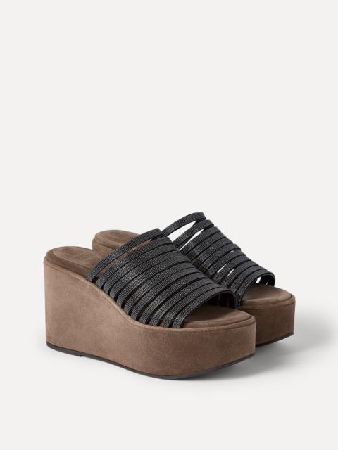 Suede wedges with precious straps