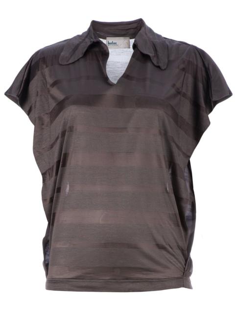 striped open collar blouse