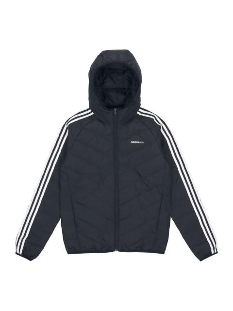 adidas neo M 3s Lw Down Jk Logo Printing Stay Warm hooded Sports Down Jacket Black H45252
