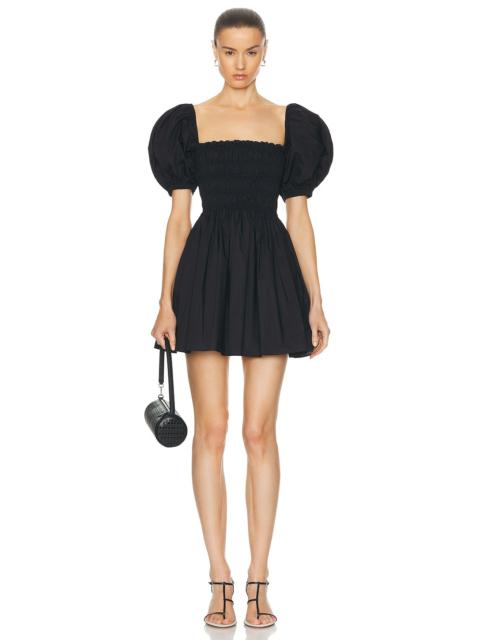 Shirred Peasant Mini Dress