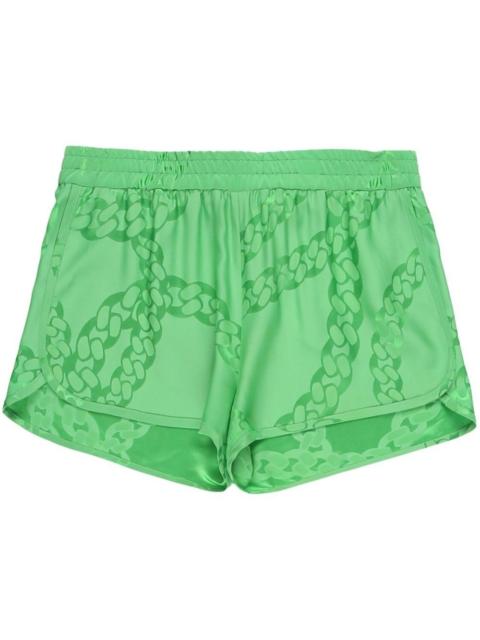mid-rise satin finish shorts