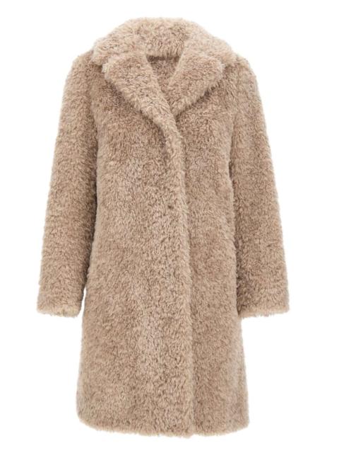 buttoned faux-fur coat