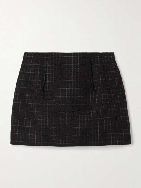 Contour checked wool mini skirt Black