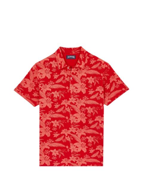 flower-print polo shirt