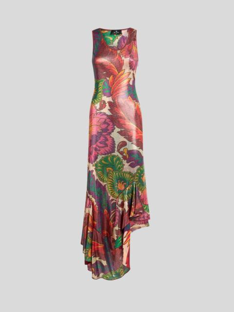 LAMINATED JERSEY DRESS WITH MAXI FLORAL PRINT
