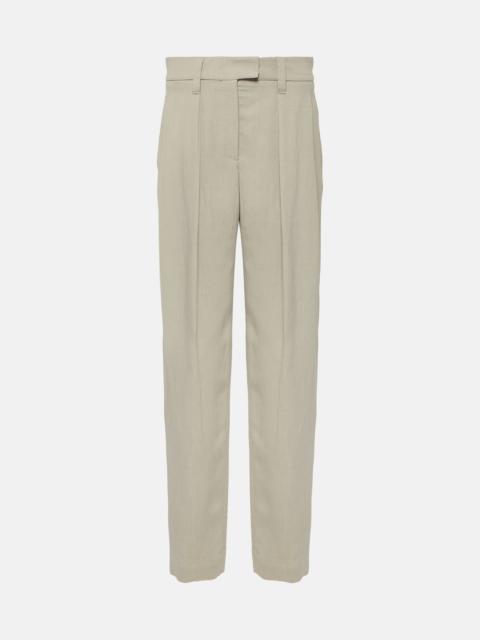 Twill wide-leg pants