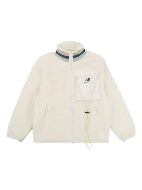 New Balance Stay Warm Stand Collar Knit lamb's wool Jacket Couple Style White AMJ13393-MSU