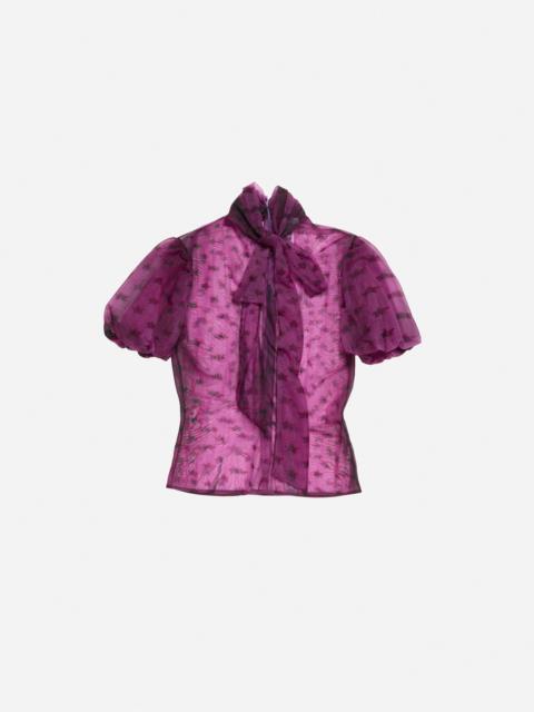 Sheer bow blouse - Bright purple