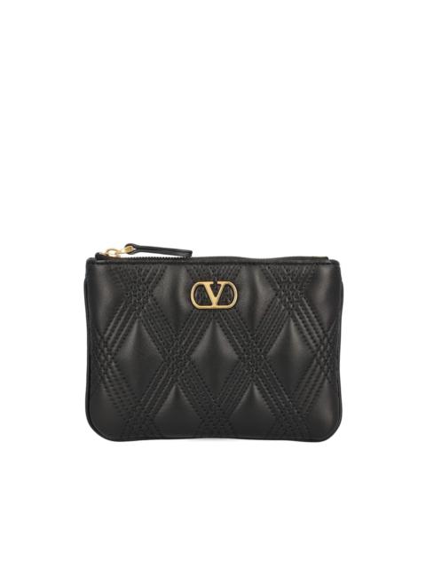 V-logo quilted clutch