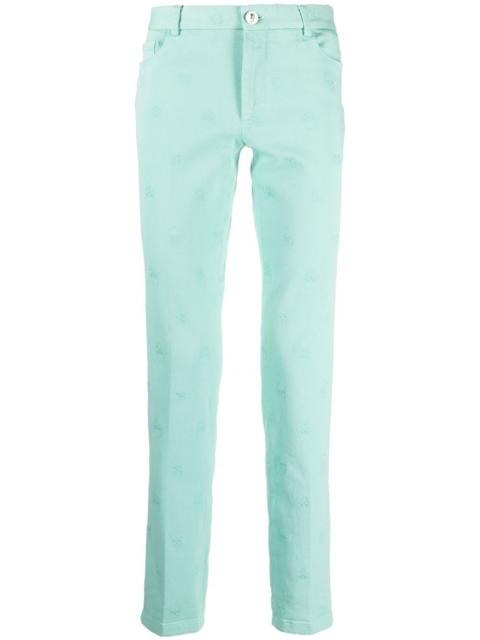 skull embroidery straight-leg trousers