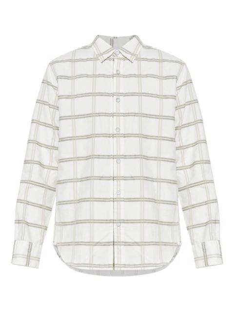 plaid-pattern button-fastening shirt