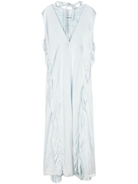 ruffle-trim satin maxi dress