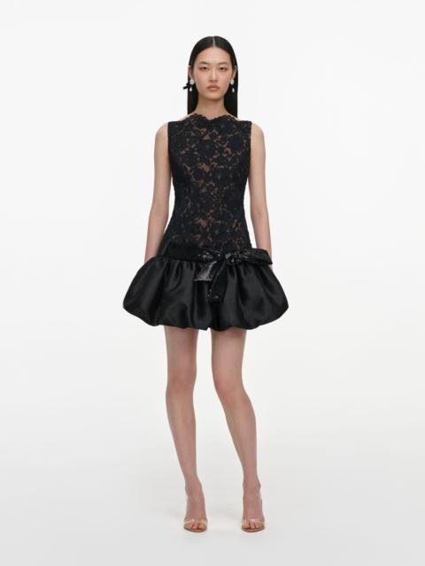 Black Lace Bubble Hem Mini Dress