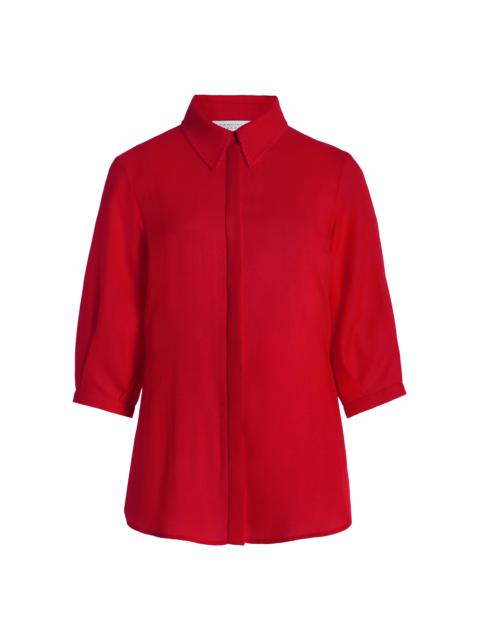 Hadley Blouse in Scarlet Red Virgin Wool