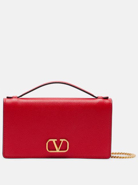 VLogo Mini leather wallet on chain