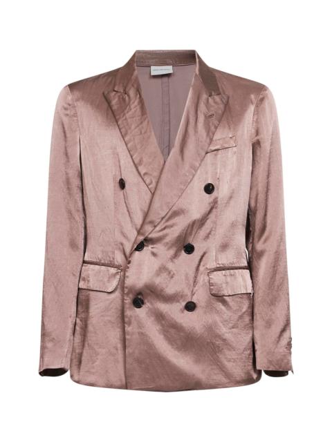 Old rose viscose and cotton double-breasted blazer