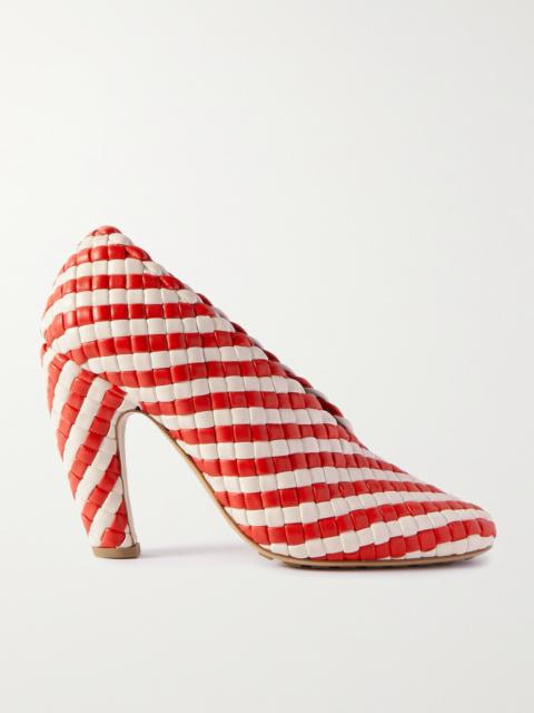 Canalazzo Striped Intrecciato Leather Pumps