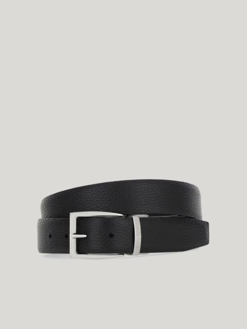 REVERSIBLE BELT IN BLACK GRAINED AND SMOOTH CALFSKIN